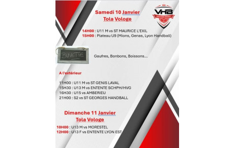 Programme du week-end du 10 et 11 janvier 2026